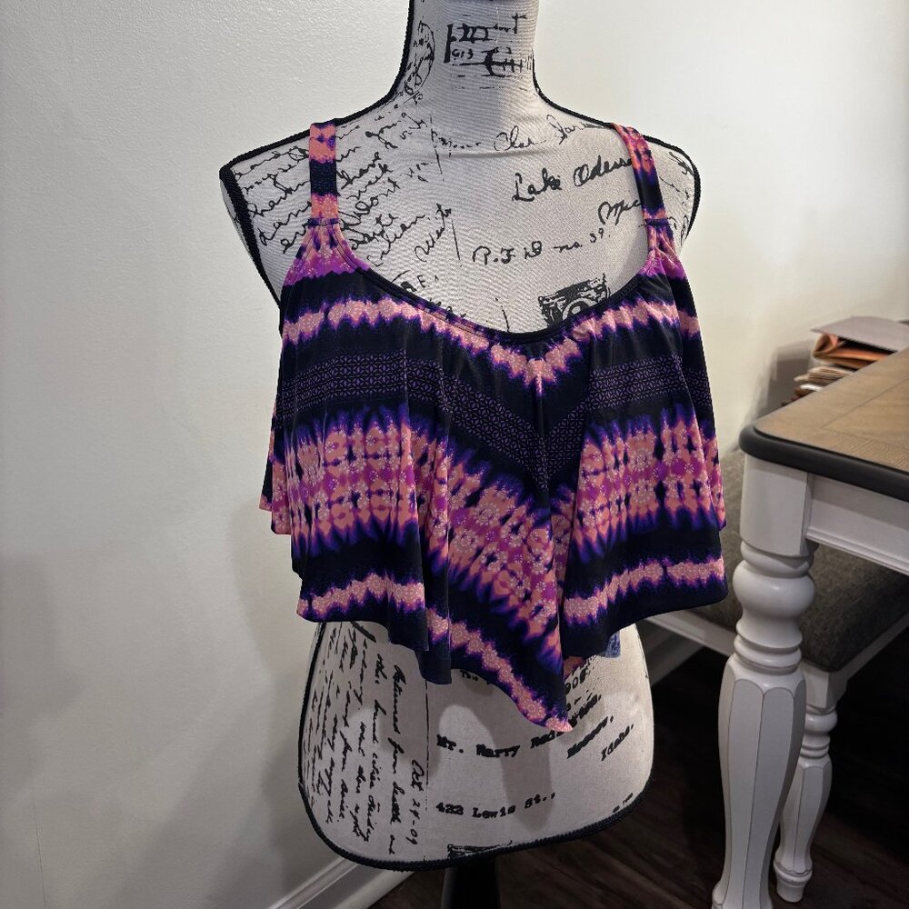 Torrid Pink & Purple Tie-Dye Flounce Bikini Top *Brand New, Never Worn* 2X